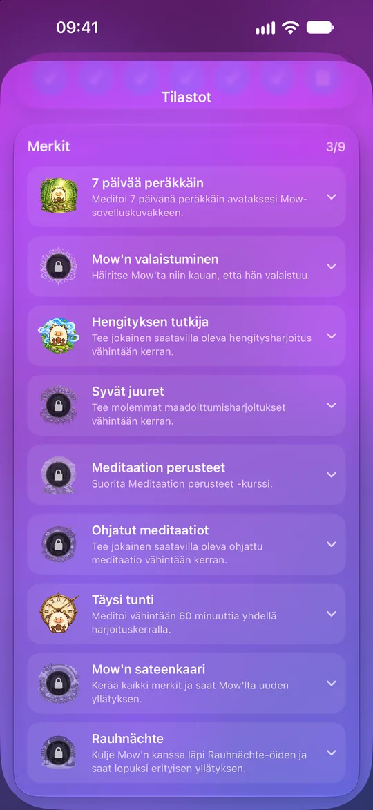 Mowditaten merkit: kolme yhdeksästä avattu