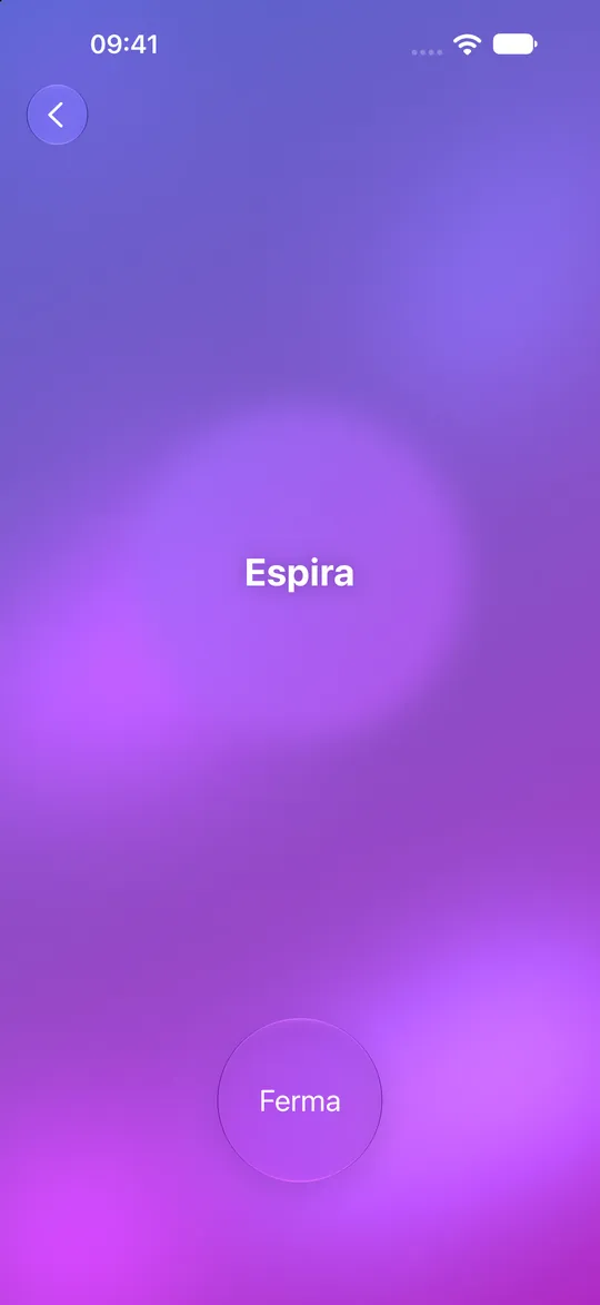 Respirazione a scatola in Mowditate con un cerchio luminoso per il respiro