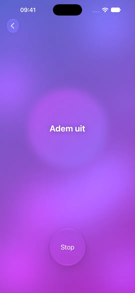 Vierkant ademen in Mowditate met een oplichtende ademhalingscirkel